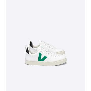 Veja V-10 LACE CWL Kids' Shoes White/Green | NZ 788TCE